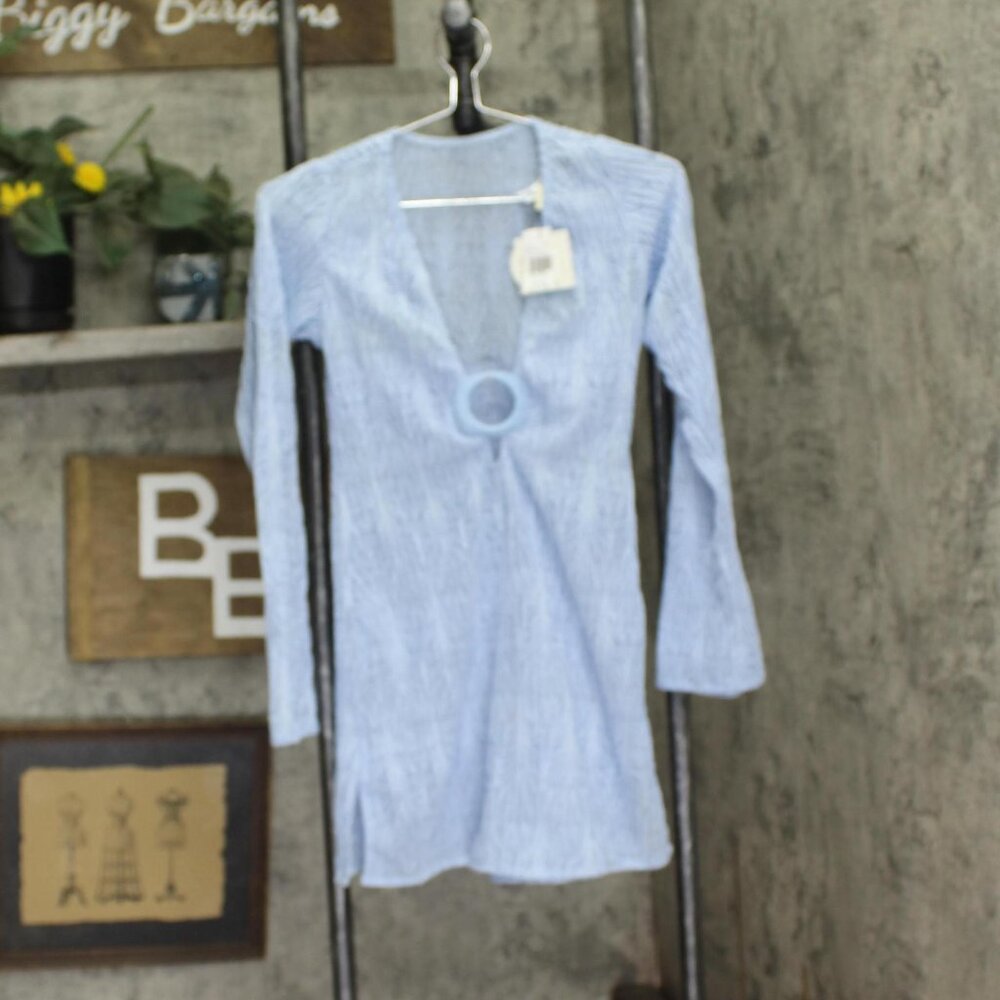 Peixoto Light Blue V-Neck Coverup with Ring Detail